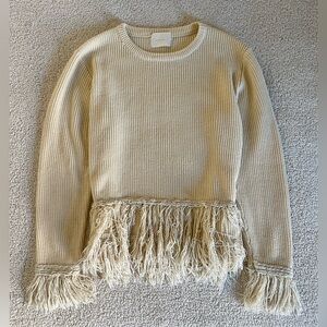 Cream Fringe Sweater bohemian neutral (not size check measurements)